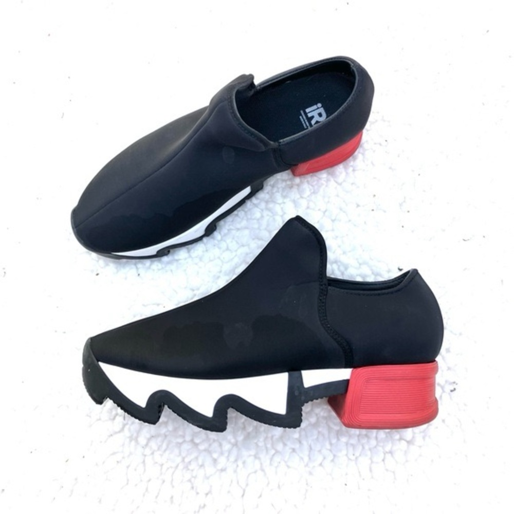 iRi NYC WES I Black Red Low Top Sneaker – Vegan, Neoprene + Wavy Outsole NWOT